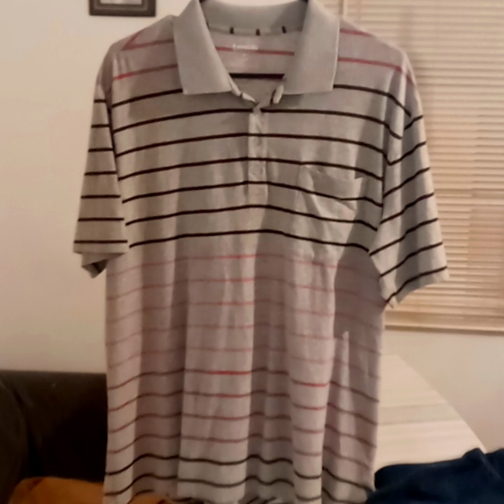 Express mens collared shirt striped buttoned short sleeve L